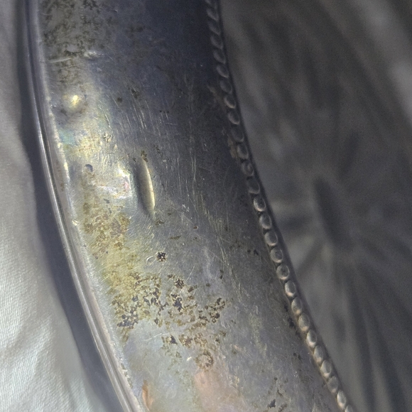 Sterling Silver and Glass Wine Bottle Coaster / Trinket Dish 7" Frank Whiting Co - Picture 9 of 12